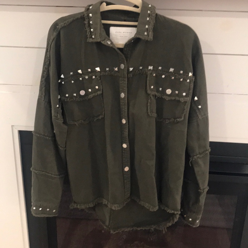 Army Green Zara Button Up Jacket - image 1